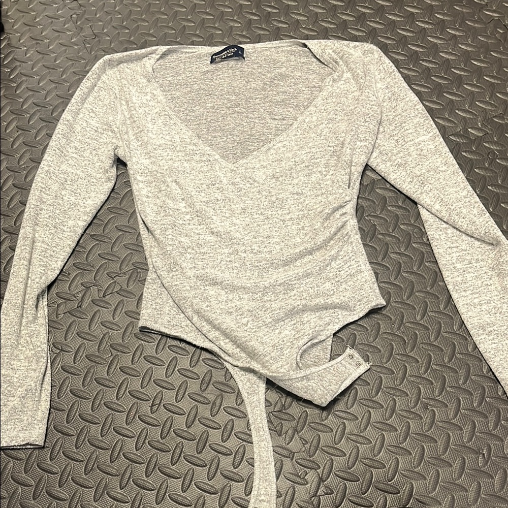 Gray Wrap Sweater Top